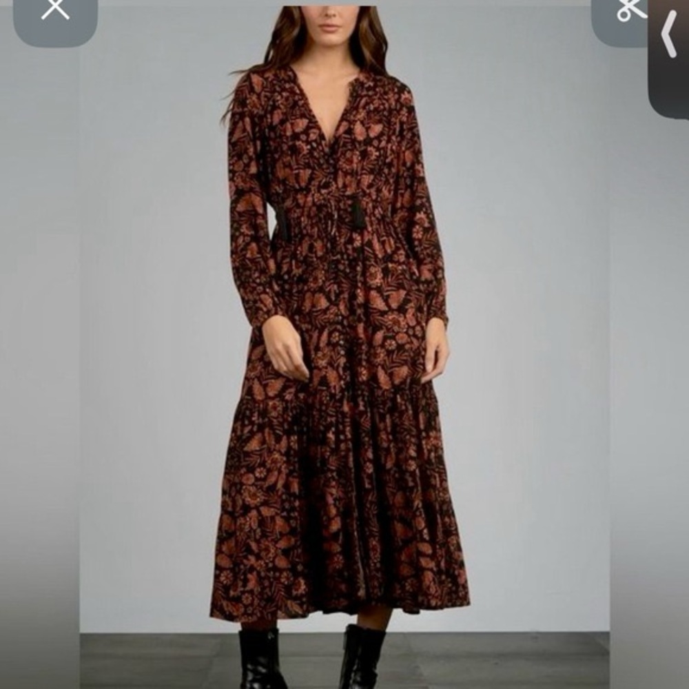 Elan Boho Floral Midi Dress — Size Small